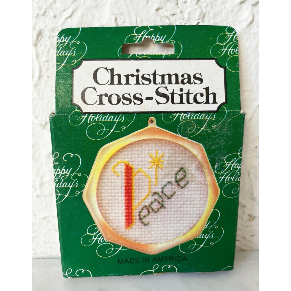 Peace Christmas Counted Cross Stitch Ornament Kit w/Frame - Quill Art